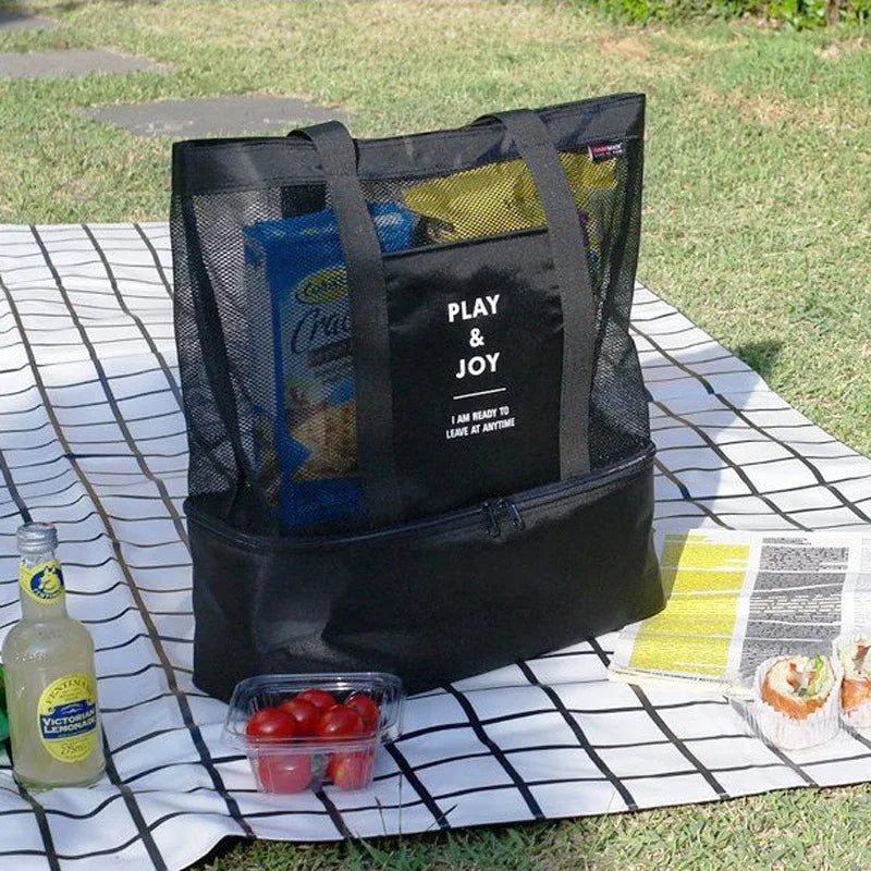 Bolsa de Praia e Piquenique com Cooler - Compartimento Térmico para bebidas e alimentos